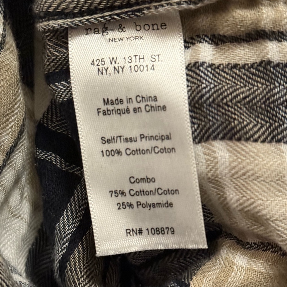 Rag & Bone Mens Collared Flannel Long Sleeve Button Front Plaid Shirt Size S - Picture 11 of 11